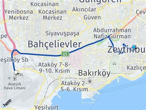 zeytinburnu istanbul havalimanı kaç km